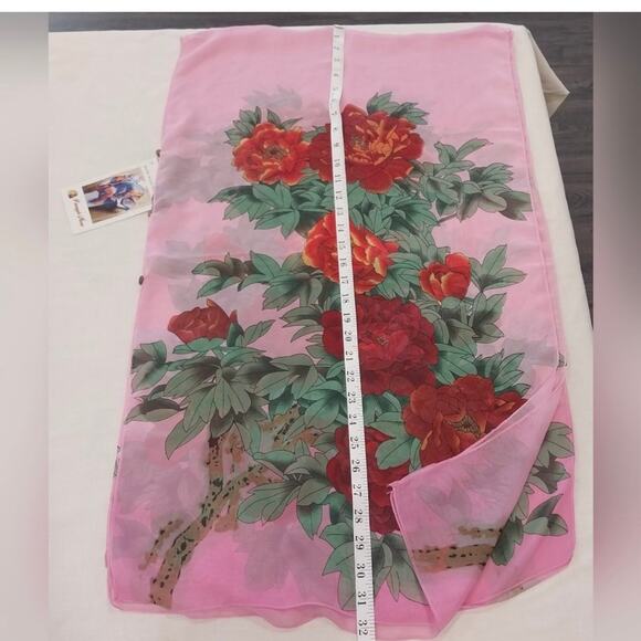 Pineapple Moon Floral Chiffon Shawl Scarf Duster Wrap New - Picture 12 of 12